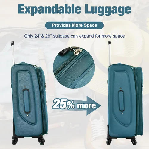 Miniatura 486 de Merax Juegos de equipaje de mano en maleta aprobada por aerolíneas, estuche rígido con ruedas giratorias expandibles, Negro