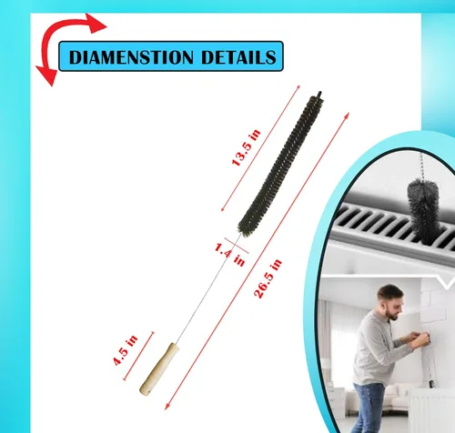 Miniatura 5 de Kit limpiador de ventilación para secadora (paquete de 3): cepillo flexible extra largo para pelusa y cepillo de bobina de refrigerador, removedor