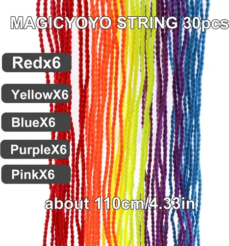 Miniatura 2 de MAGICYOYO Paquete de 30 cuerdas profesionales de yoyo para yoyo receptivo y no responden, 100% poliéster, cuerdas de repuesto para yoyos