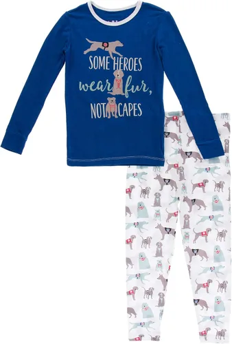 Miniatura 90 de KicKee Pants Conjunto de pijama de manga larga con estampado de piezas