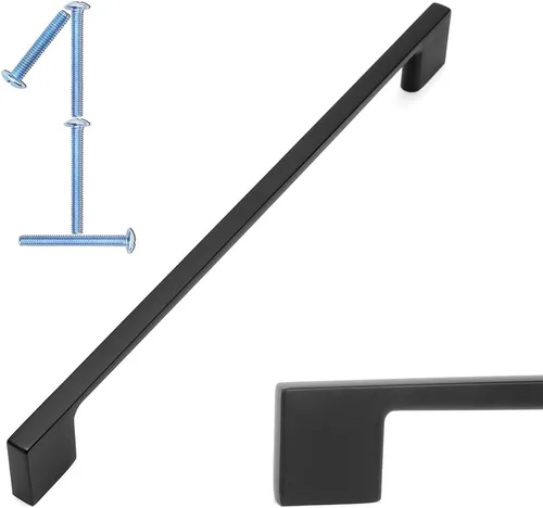Miniatura 42 de KOOFIZO Paquete de 10 pomos negros para gabinete, pomos negros mate para cajones, K03, tiradores cuadrados de un solo agujero para gabinetes