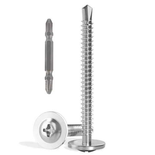 Miniatura 32 de VGBUY 170 tornillos autoperforantes para metal, tornillos autorroscantes de chapa metálica de acero inoxidable 410 #10 x 3/4 pulgadas, tornillos