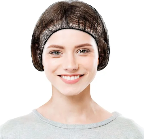 Miniatura 8 de EZGOODZ Redes desechables para el cabello para trabajadores del servicio de alimentos, nailon marrón de 28 pulgadas, banda elástica, unisex, paquete