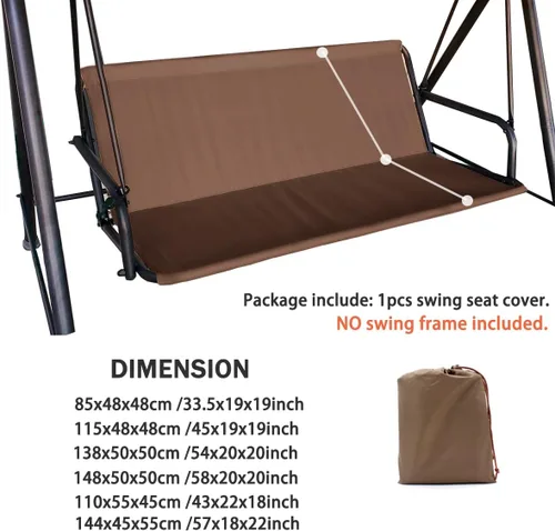 Miniatura 7 de J&C Funda de repuesto para asiento de columpio de patio, 600D, resistente, soporte de asiento de columpio para exteriores, impermeable, resistente a