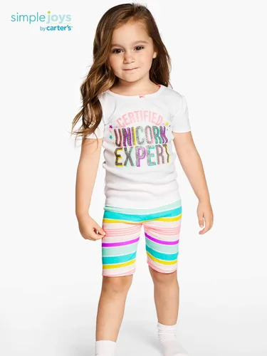 Miniatura 3 de Simple Joys by Carter's Conjunto de pijama de algodón ajustado de 6 piezas para bebés, niños pequeños y niñas