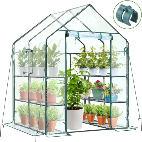 Miniatura 10 de Invernadero para exteriores con ventanas de malla, Ohuhu 4 niveles mejorados 11 estantes invernaderos transitables con cubierta de PE duradera, casa
