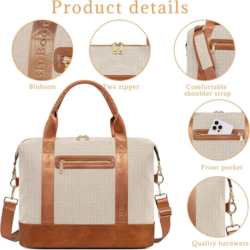 Miniatura 58 de BLUBOON Bolsas de viaje con cremallera, bolsa de lona para mujer, bolsa de fin de semana para mujer, bolsa de lona para llevar en la bolsa de lona