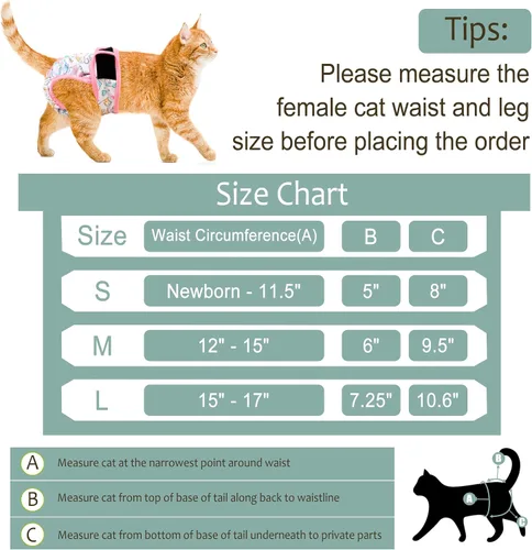 Miniatura 2 de Pañales reutilizables para gatos, paquete de 3 unidades con buena absorción, pañales adorables para gatos de fácil colocación y ajuste seguro S Cat-1