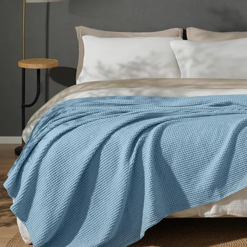 Miniatura 63 de PHF - Manta de punto gofre 100% de algodón tamaño king para cama, cobija ligera transpirable a prueba de engancho, ideal para acolchado en climas