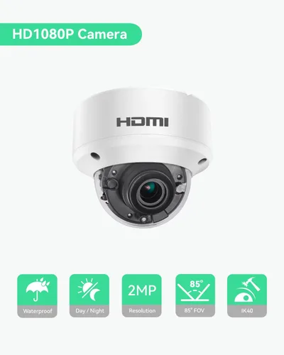 Miniatura 2 de LINOVISION Cámara de seguridad HDMI HD1080P con salida HDMI o VGA, muestra video HD directamente en TV o monitor HDMI sin demora, bucle HDTVI