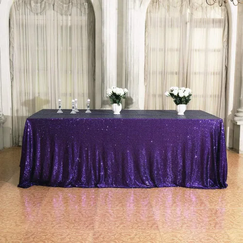 Miniatura 15 de Juya Delight Mantel rectangular negro de lentejuelas de 50 x 80 pulgadas para fiesta, cena, banquete, festival, boda, aniversario, exposición, mesa