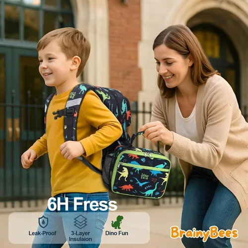 Miniatura 2 de Lonchera Térmica para Niños - Lonchera Reutilizable para Niños con Soporte para Botella de Agua, Bolsa de Almuerzo para Niños Pequeños para Un