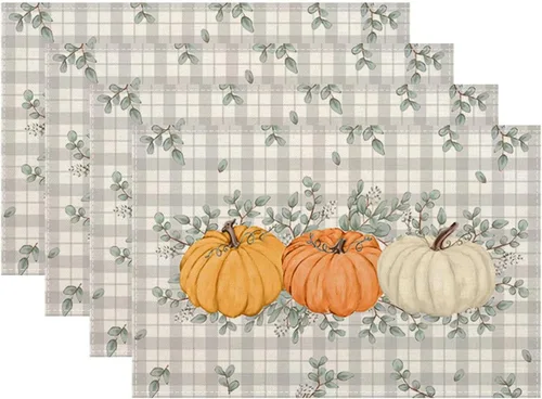 Miniatura 23 de Juego de 4 manteles individuales florales de 12 x 18 pulgadas, diseño de flores silvestres, acuarela, lavables, manteles decorativos de tela de lino