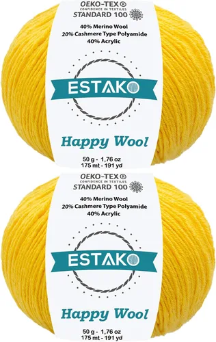 Miniatura 37 de Estako Happy Wool (paquete de 2 madejas) 40% lana merino 20% cachemira tipo poliamida 40% acrílico peso fingering hilo suave para tejer y crochet