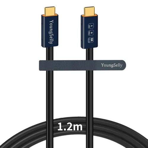 Miniatura 9 de Cable USB C macho a macho de 1.64 pies, compatible con Thunderbolt 4/3, USB4/3, soporta carga rápida de 240 W (48 V/5 A máximo), transferencia