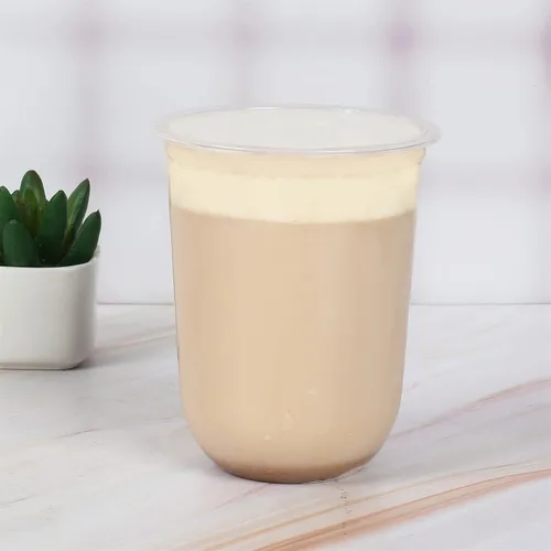 Miniatura 3 de Vasos desechables de plástico transparente de 17 onzas con tapas planas, perfectas para bebidas frías, café, batidos, postres, paquete de 50