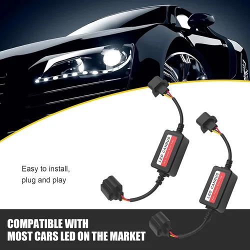 Miniatura 6 de 2 piezas de decodificador de luz LED para auto, H13/9008 bombilla LED arnés antiparpadeo cancelador de código de error, decodificador Canbus
