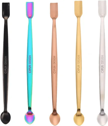 BAOFALI Juego de cucharas de acero inoxidable 304 de 5 colores para manualidades, álbumes de recortes, purpurina en polvo, lentejuelas y otros