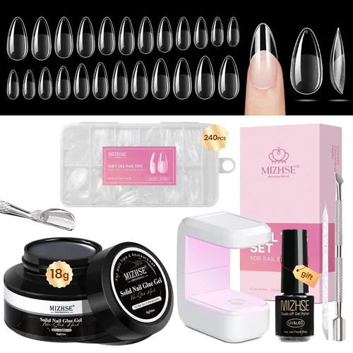 Miniatura 15 de MIZHSE Kit de pegamento de uñas semisólido de 0.35 oz y removedor de 0.3 fl oz para puntas de uñas a presión, secado rápido súper fuerte, sin