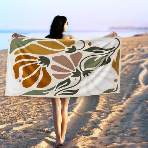 Miniatura 2 de Toalla de playa abstracta bohemia floral, toallas de playa vintage bohemias, regalos para mujeres, hombres y adultos, toallas de baño retro bohemias