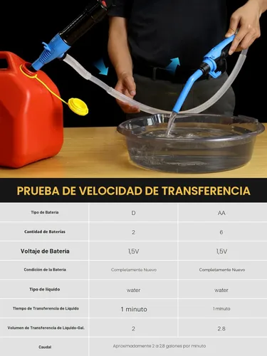 Miniatura 4 de SMART JERRY - Bomba de transferencia de combustible a batería Bomba de sifón eléctrica portátil para gas, combustible, diésel, agua, transmisión