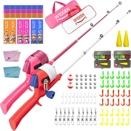 Miniatura 22 de Caña de pescar para niños, caña de pescar telescópica, caña de pescar plegable para niños y carrete con caja de aparejos, línea de pesca, flotador