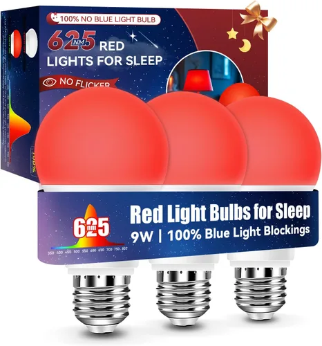 Miniatura 14 de Neporal Bombillas de Luz Roja de 625nm 3W para Dormir, Bombillas de Bloqueo 100% de Luz Azul para Promover la Melatonina, Bombilla LED A19