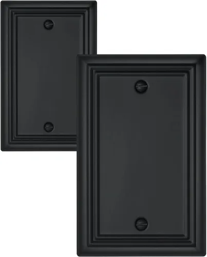 Placas decorativas enmarcadas para interruptores, cubiertas de enchufe, placas de pared de metal duables (negro/1 en blanco, 2 unidades)