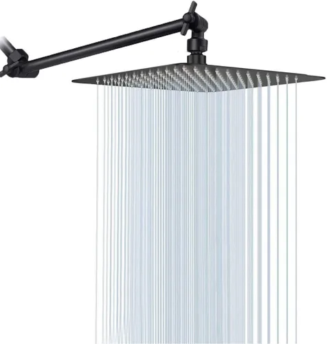 Miniatura 9 de NearMoon Cabezal de ducha de lluvia con brazo de extensión ajustable de 11 pulgadas, cabezal cuadrado grande de acero inoxidable de alto flujo