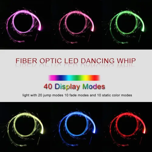 Miniatura 2 de AZIMOM Látigo de Danza de Fibra Óptica LED Látigo Espacial de 6 pies 360° Giratorio 40 Modos de Pantalla Alimentado por Batería Látigo de Píxeles