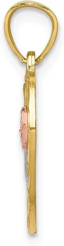 Miniatura 2 de Colgante de oro amarillo macizo de 10 quilates con corte de diamante en dos tonos de abbuela, Metal