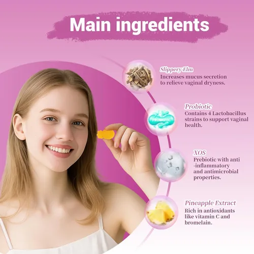 Miniatura 4 de Her Juicy - Gomitas de probióticos femeninos para mujeres, con prebióticos y olmo resbaladizo, promueve el equilibrio del pH, la salud intestinal