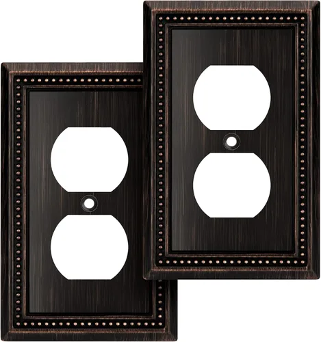Miniatura 33 de Henne Bery Sunken Pearls - Placa de pared decorativa resistente para interruptor, cubierta para tomacorrientes (doble dúplex, níquel satinado)