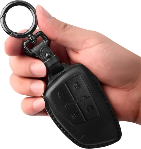 Tukellen Funda para Llavero de Cuero Genuino Smart Key Holder Sleeve Compatible con 2021-2026 Chevy Chevrolet Colorado Equinox Silverado GMC Canyon