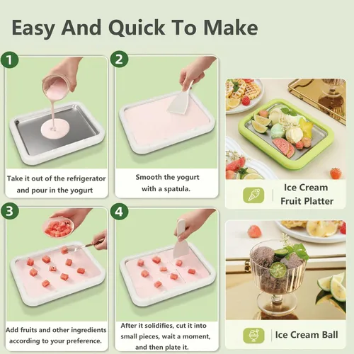 Miniatura 6 de Máquina de rodillos de helado, bandeja de helado enrollada para bricolaje, máquina de helado instantáneo, hielo instantáneo de yogur, batidos