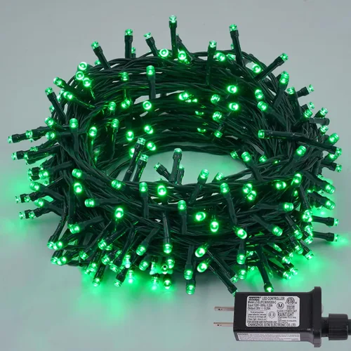 Miniatura 17 de QITONG Guirnalda de 500 luces LED de Navidad de 165 pies para exteriores, impermeable, luces multicolor con 8 modos, cable verde, luces parpadeantes