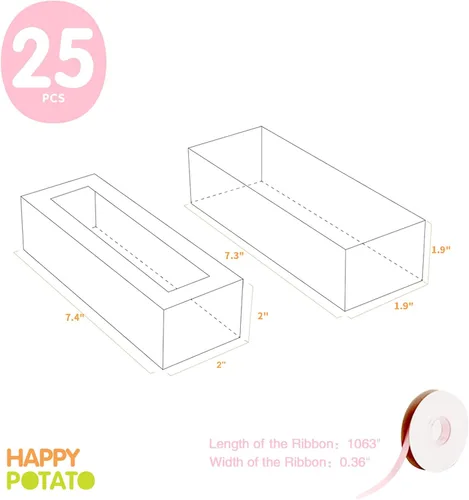 Miniatura 8 de HAPPY POTATO Paquete de 25 cajas de macarrones para 6, 7.2 x 1.9 x 1.9 pulgadas, cajas de embalaje de macarrones, cajas de macarrón rosa