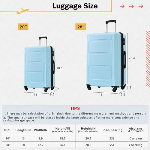 Miniatura 31 de Merax Equipaje, maleta extensible rígida con ruedas giratorias ligeras, Negro -, 40/48/52