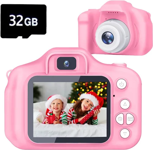 Miniatura 10 de Cámara de juguete para niños, regalos de Navidad, cumpleaños, festival para niños de 3 a 10 años, cámara de video digital HD para niños pequeños