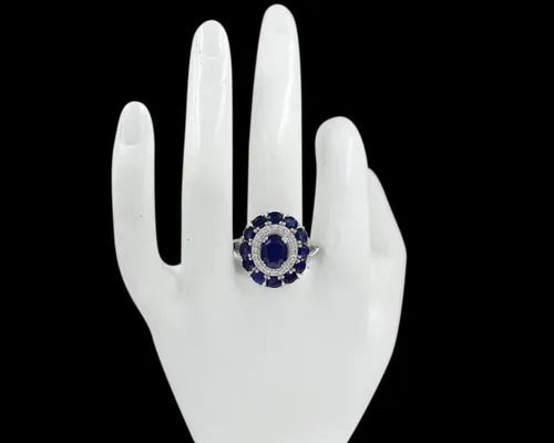 Miniatura 5 de Piedra natal natural de septiembre de 0354 x 0276in corte ovalado piedra preciosa de zafiro azul 925 de plata maciza anillo de propuesta unisex