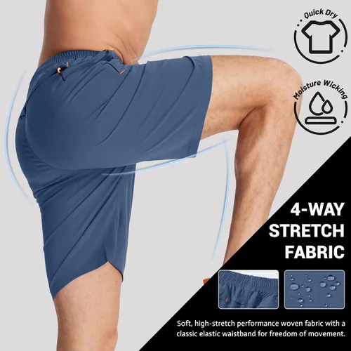 Miniatura 72 de TACVASEN Pantalones cortos deportivos para correr para hombre, 9 pulgadas, de secado rápido, pantalones cortos ligeros de verano, 3 bolsillos