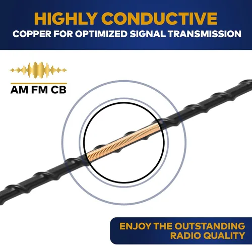 Miniatura 2 de Paquete de 2 mástiles de antena de metal corto para Harley Davidson Antenas de alta calidad de 16 pulgadas Antena de radio FM AM XM CB negra a