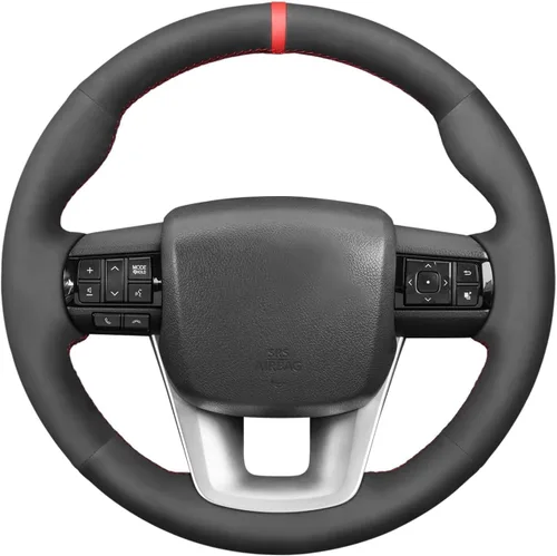 Miniatura 8 de Loncky - Fundas de volante personalizadas de fibra de carbono PU cosidas a mano para Toyota Fortuner 2015-2021/Toyota Hilux 2015-2021, accesorios