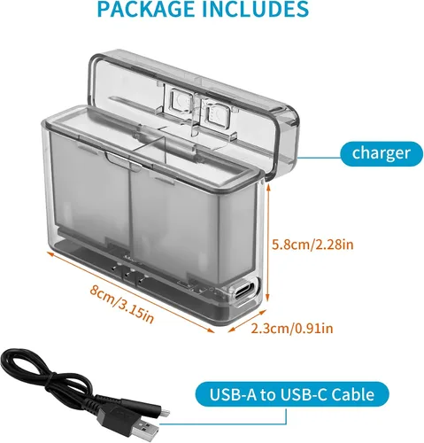 Miniatura 5 de Cargador de batería dual para GoPro Hero 12,11,10,9 Negro, Go Pro Enduro Baterías USB Estuche de carga con cable USB-C, accesorios de carga rápida