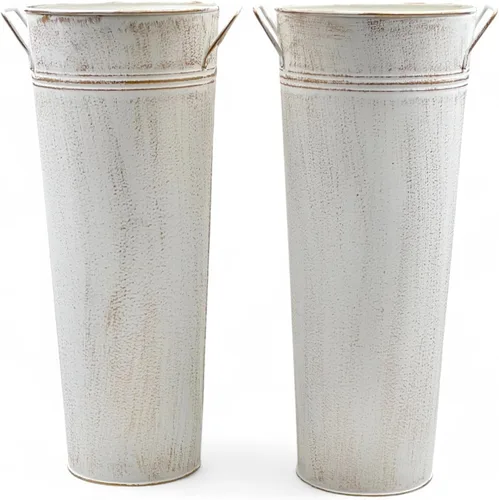Miniatura 15 de Hosley Jarrón Balde Francés Galvanizado con Asas de 6" de Diámetro x 15" de Alto - Perfecto para Bodas, Fiestas, Picnics Campestres, Arreglos Plata