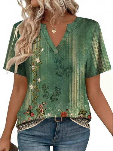 Miniatura 18 de Zeagoo Camisetas de manga corta con cuello en V para mujer, bonitas, elegantes, casuales, para negocios, trabajo, blusa