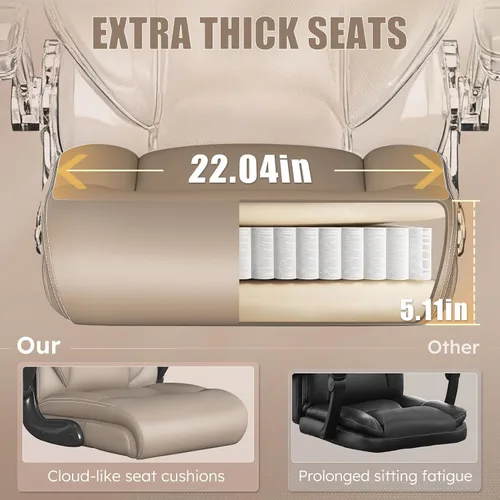 Miniatura 6 de Silla ergonómica de oficina, silla de computadora de escritorio para el hogar, silla ejecutiva de respaldo alto, silla ergonómica de cuero acolchada