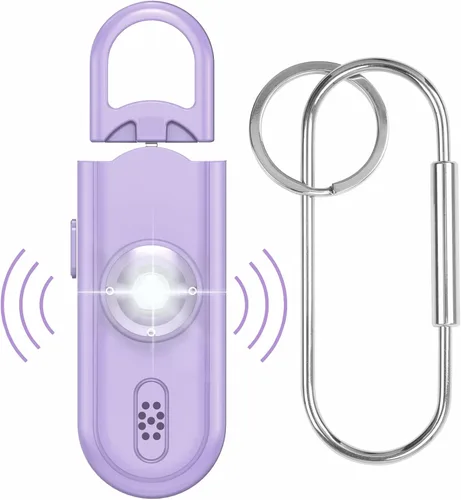 Miniatura 8 de Llavero de alarma de seguridad personal para mujeres, 2 unidades, sirena fuerte de 130 dB con luz estroboscópica SOS, linterna, altavoces dobles