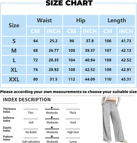 Miniatura 7 de eoeioa Pantalones deportivos de pierna ancha de gran tamaño para mujer, con cordón elástico, pierna recta, pantalones de cintura baja, holgados