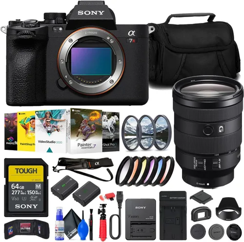 Sony Cámara sin espejo a7R V (ILCE7RM5/B) + lente Sony FE de 0.945-4.134 in + tarjeta de memoria de 64 GB + kit de filtro de color + software de